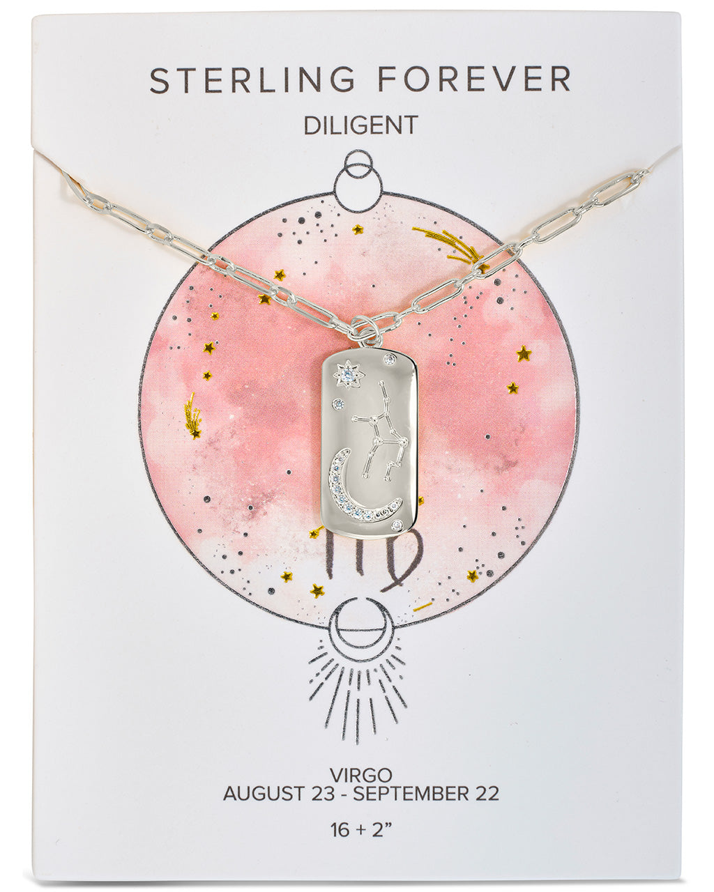 CZ Constellation Dog Tag Pendant Necklace