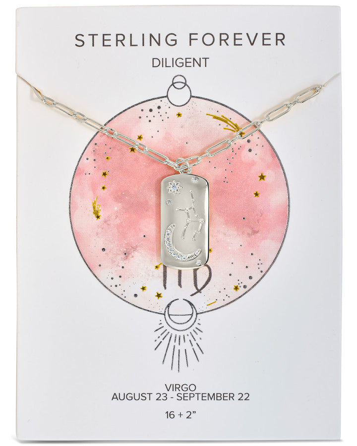 CZ Constellation Dog Tag Pendant Necklace