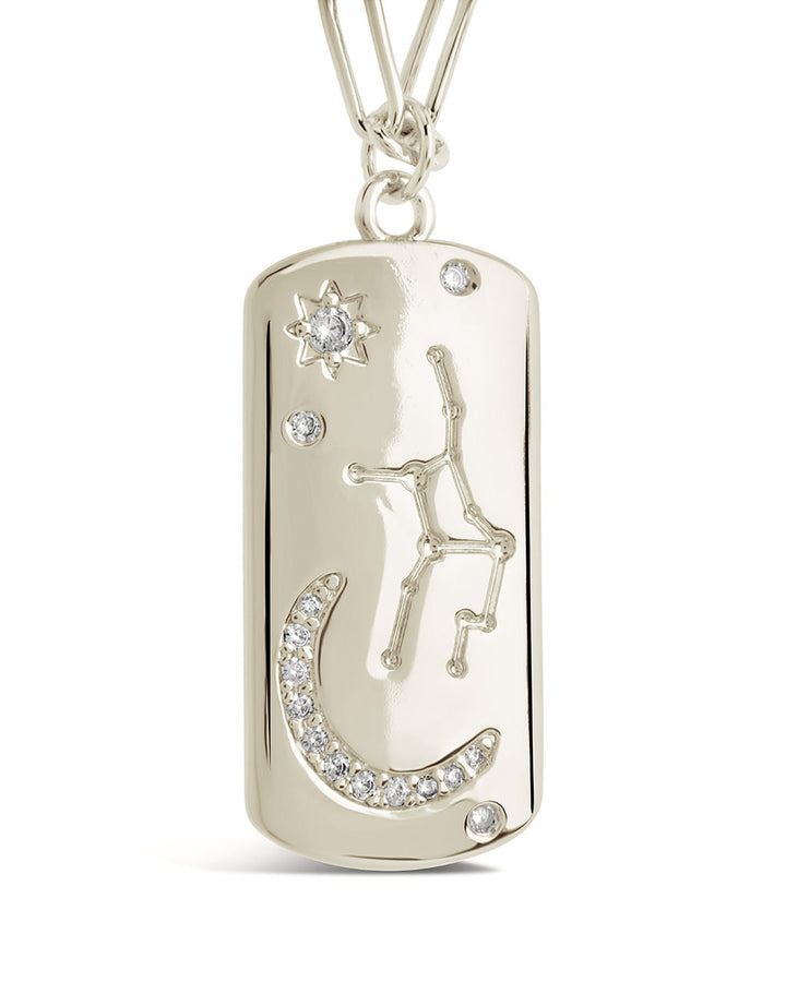 CZ Constellation Dog Tag Pendant Necklace