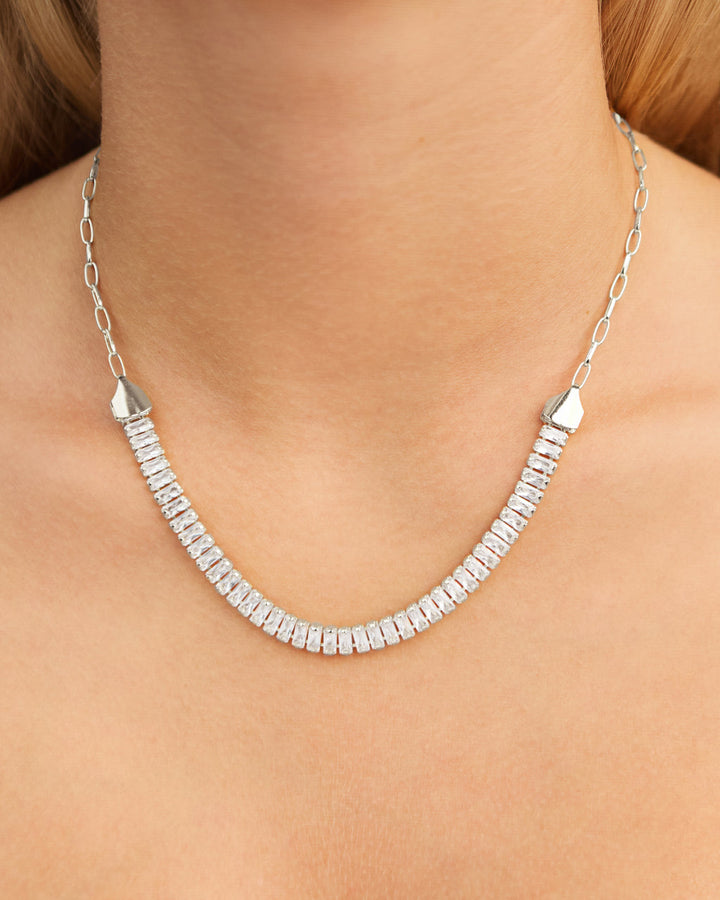 Sarai CZ & Chain Tennis Necklace