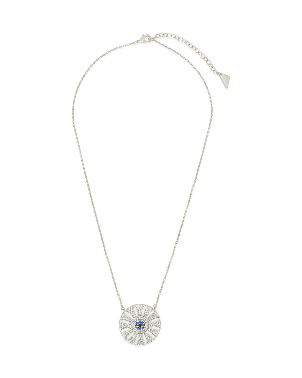 CZ Evil Eye & Enamel Petal Pendant Necklace