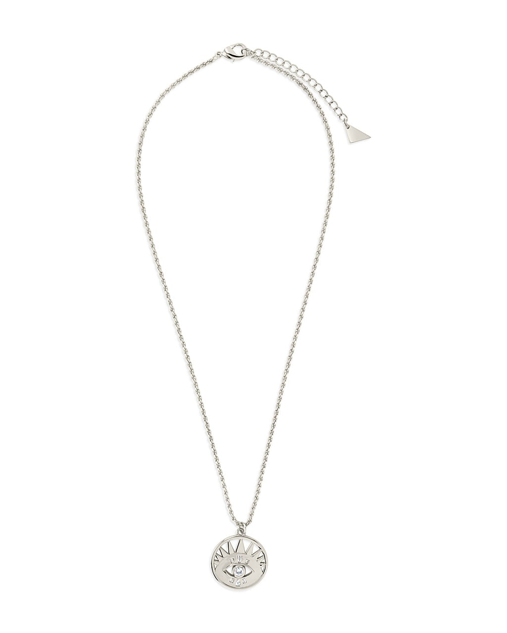 Mahana CZ Evil Eye Disk Necklace