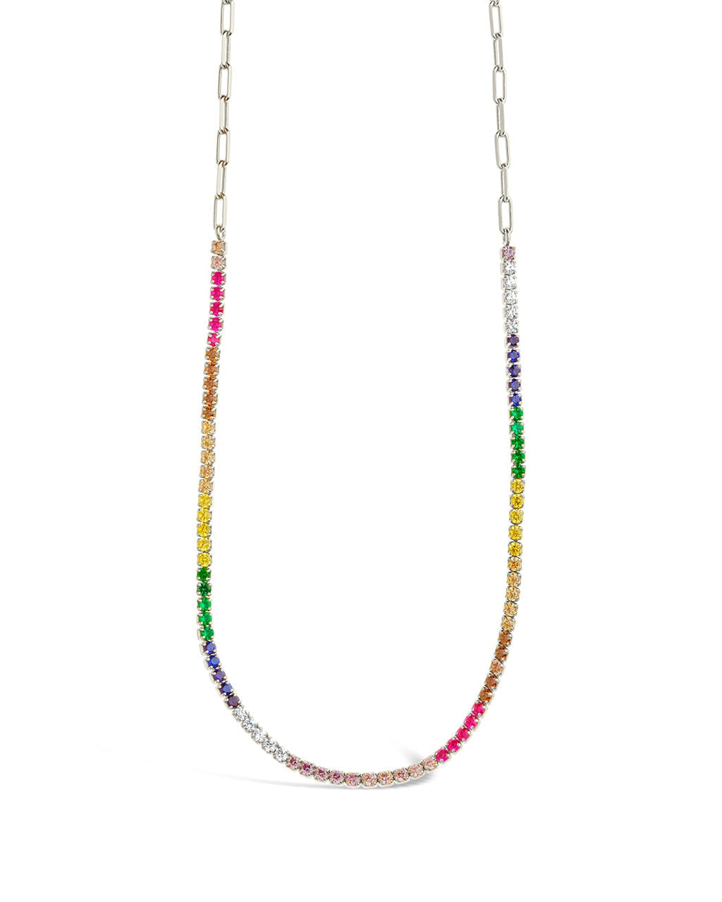 Maria Chain & Rainbow CZ Tennis Necklace