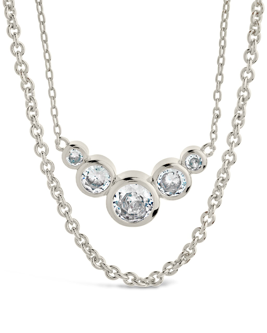 Eileen CZ Bezel Layered Chain Necklace