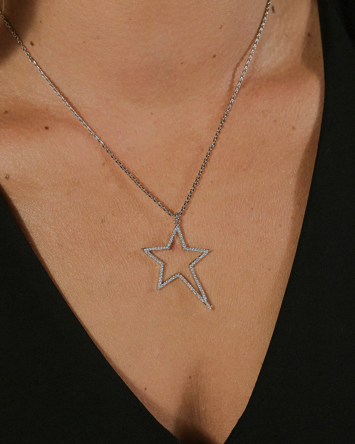 Statement CZ Star Outline Necklace