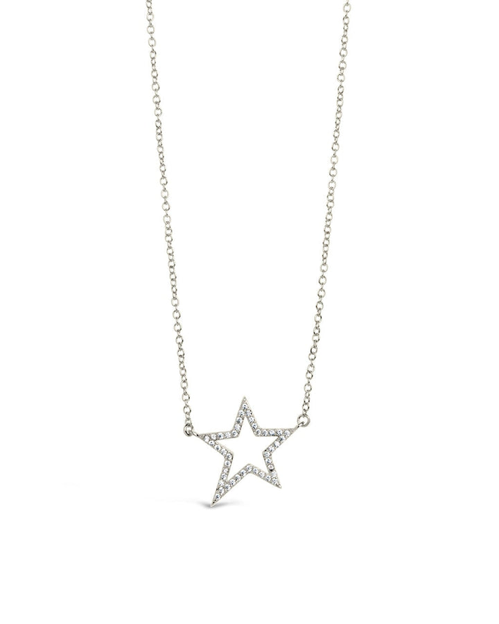 Stationed CZ Star Outline Necklace