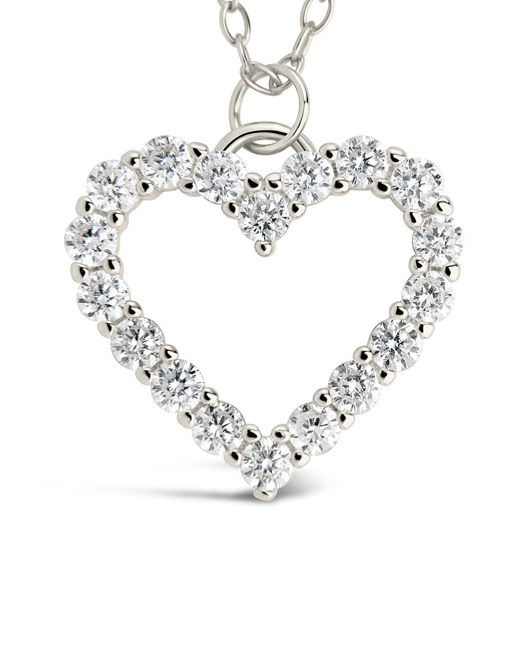Sterling Silver Cubic Zirconia Outline Heart Pendant Necklace