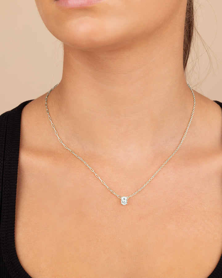 Sterling Silver Tracy CZ Teardrop Pendant Necklace