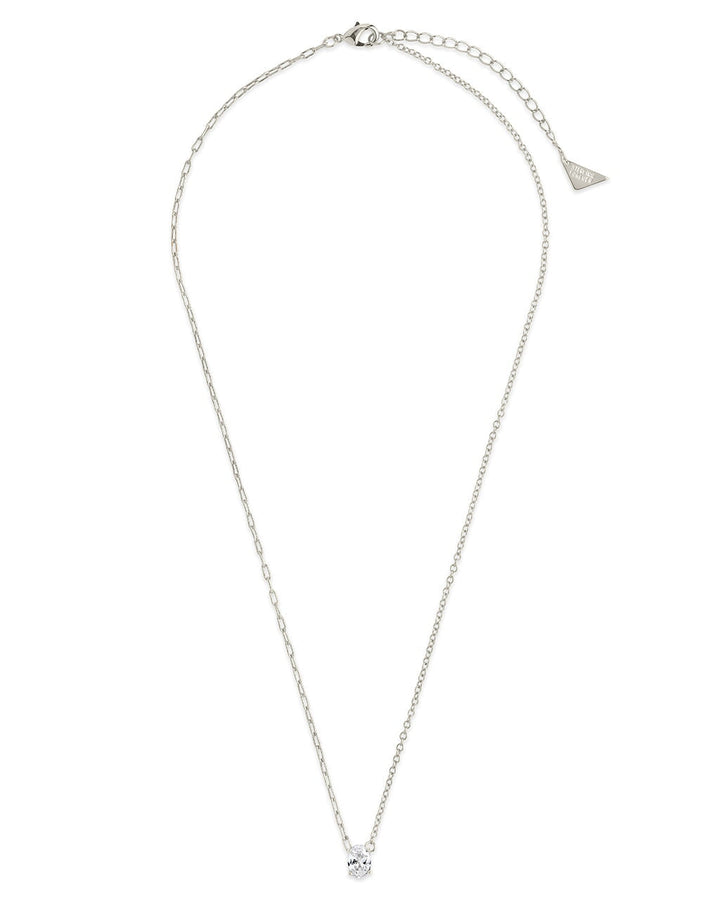 Sterling Silver Tracy CZ Teardrop Pendant Necklace