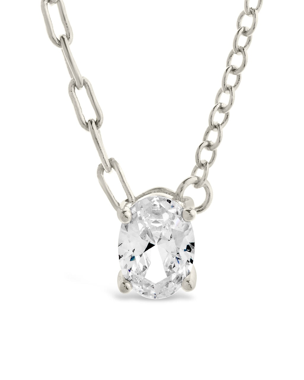Sterling Silver Tracy CZ Teardrop Pendant Necklace