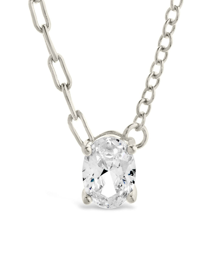 Sterling Silver Tracy CZ Teardrop Pendant Necklace