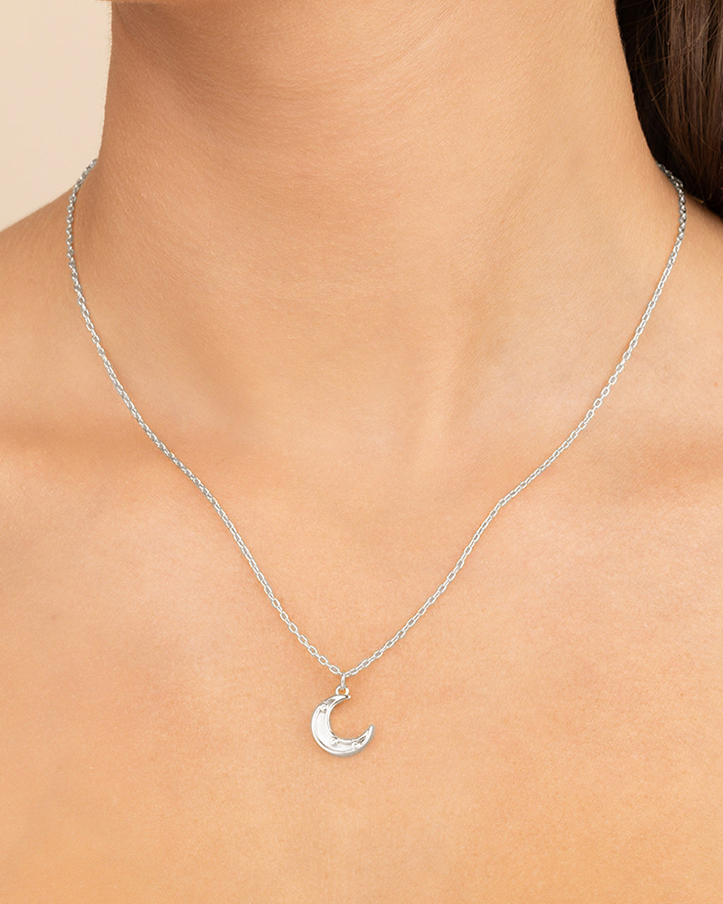 Nuria Moonstone & CZ Moon Pendant Necklace