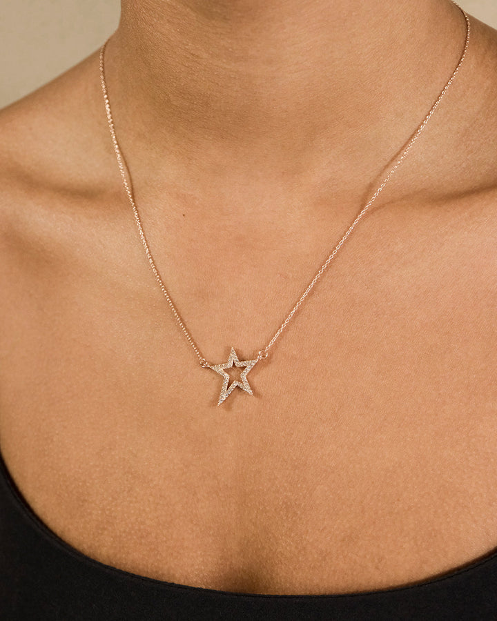 Sterling Silver CZ Star Necklace