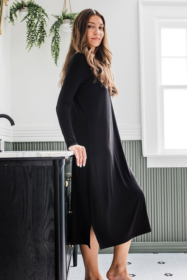 Neesha Scoop Neck Long Sleeve Bamboo Nightgown