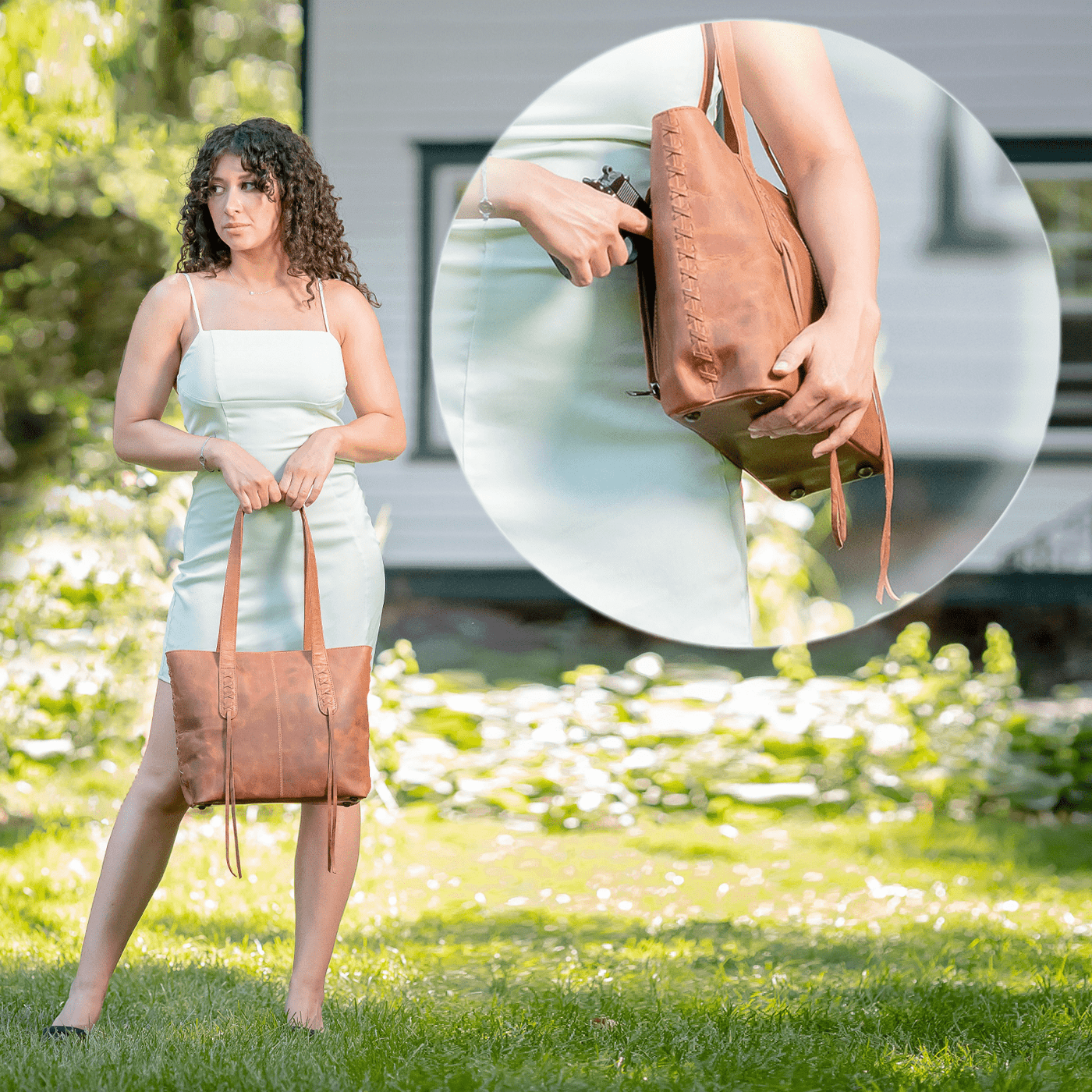 Concealed Carry Reagan Medium Leather Tote by Lady Conceal