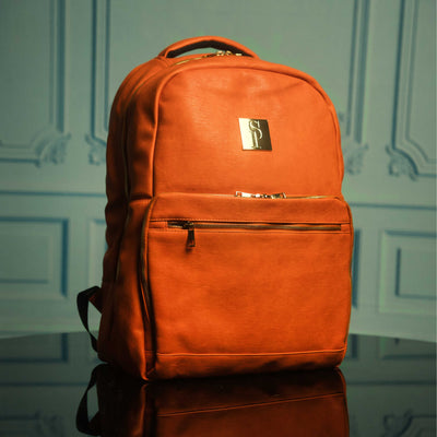 Orange Tumbled Leather Daily Commuter Bag