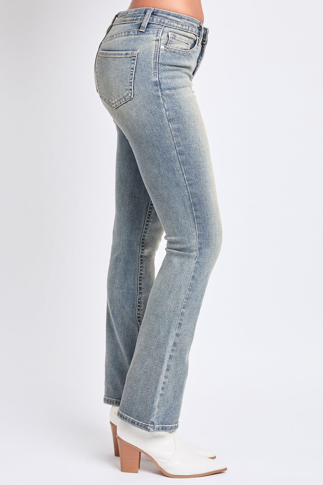 Women's Mid Rise Clean Hem Premium Stitch Bootcut Jeans