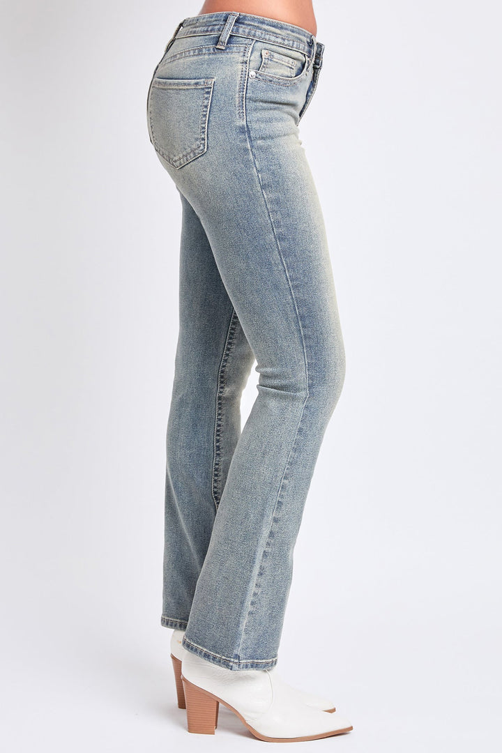 Women's Mid Rise Clean Hem Premium Stitch Bootcut Jeans