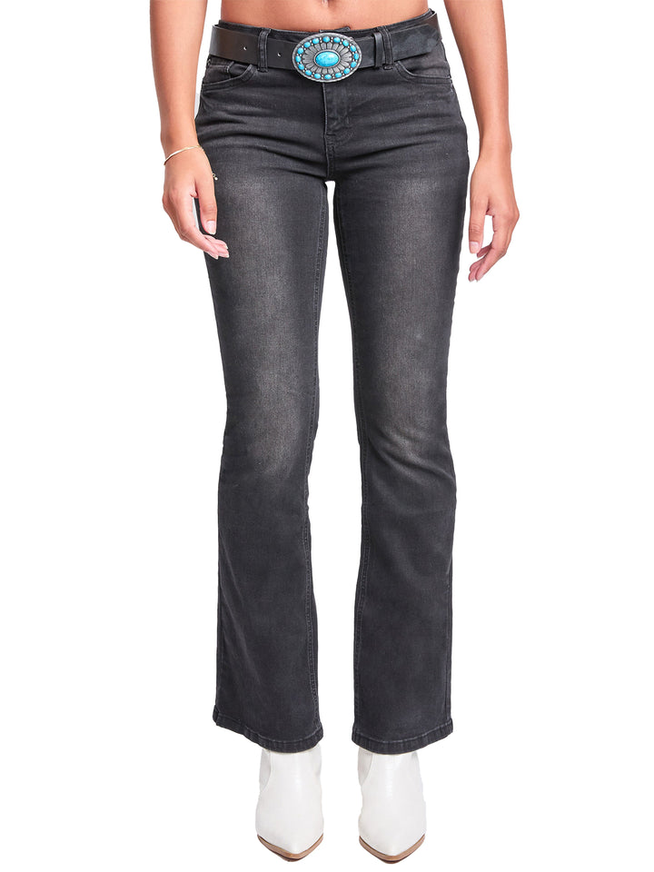 Women's Mid Rise Belted Bootcut Jeans