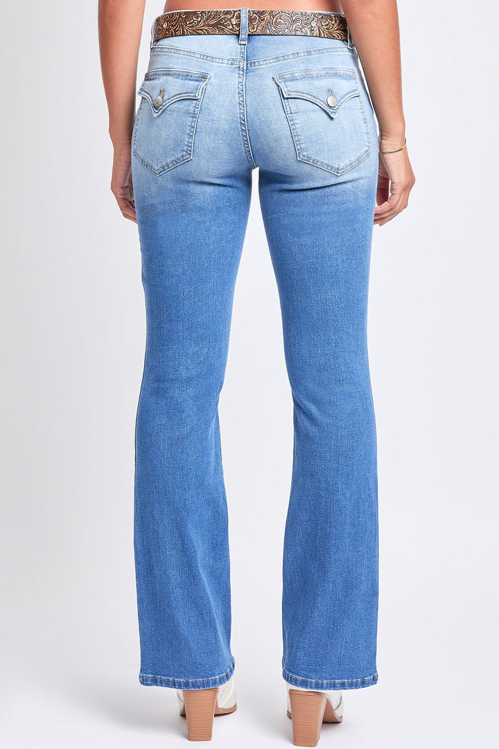 Women's Mid Rise Belted Bootcut Jeans