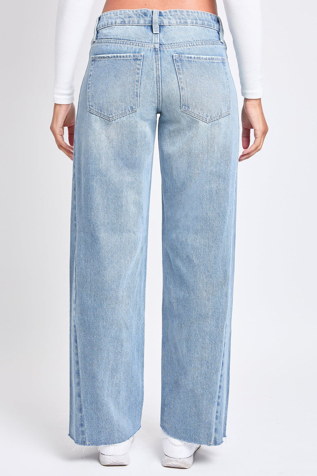 Women's Mid Rise Rigid Detailed Wide Leg Jeans