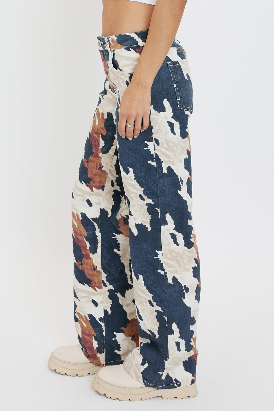 Women's Wide Leg Britney Printed Low Rise Jeans