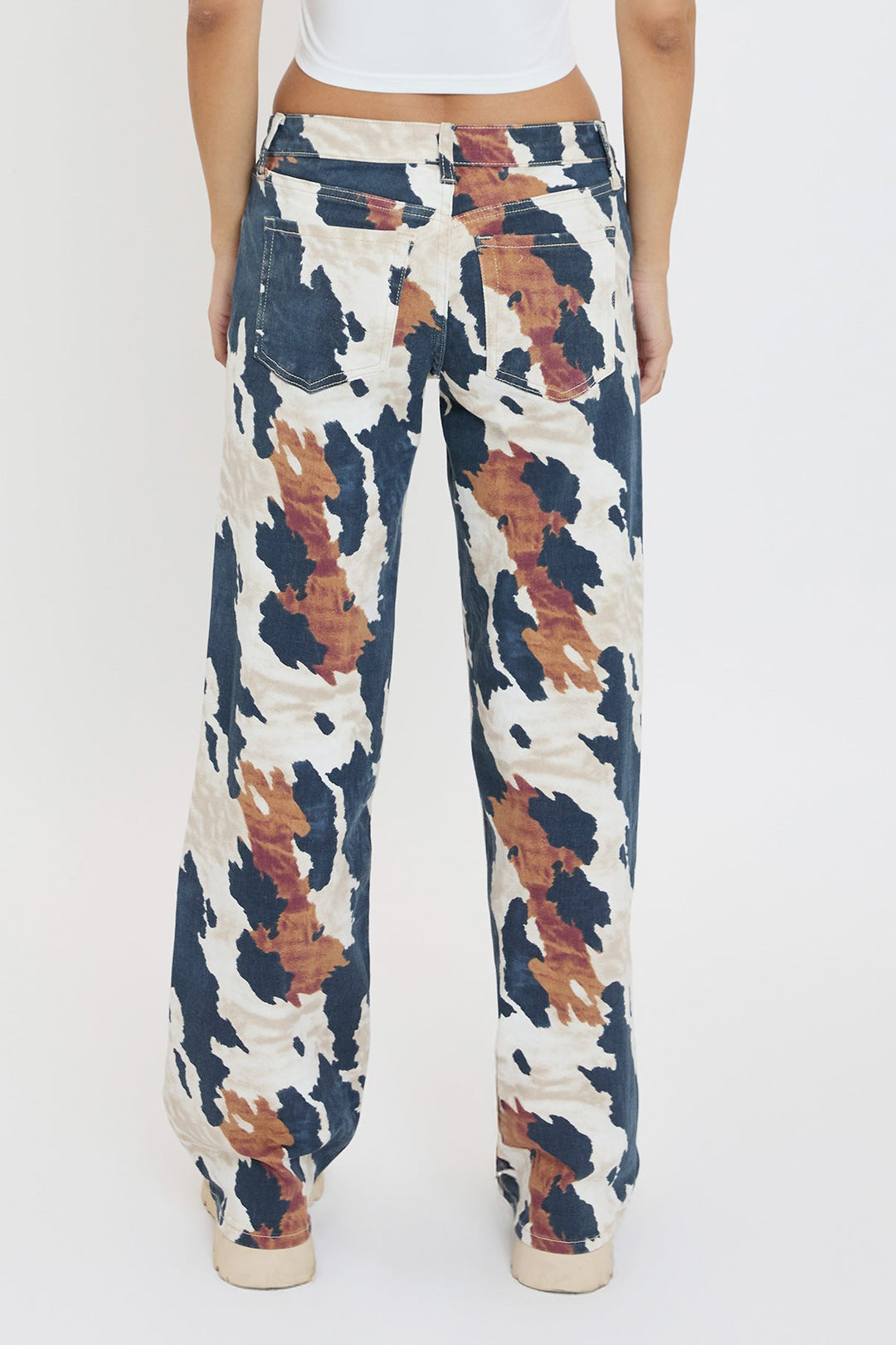 Women's Wide Leg Britney Printed Low Rise Jeans