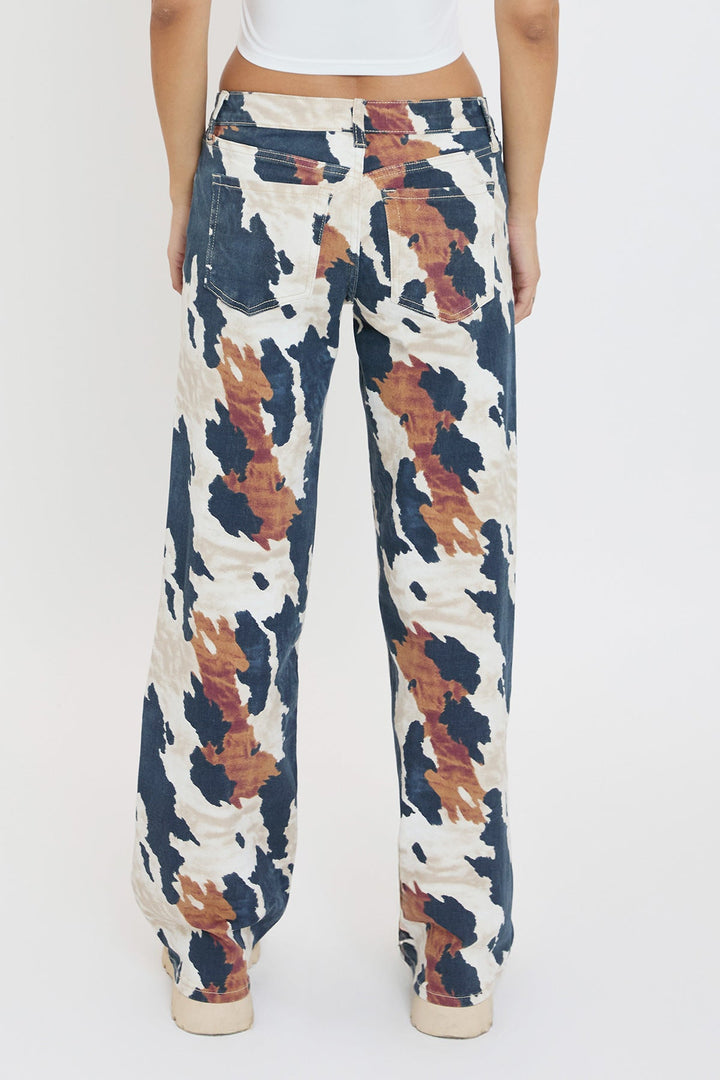 Women's Wide Leg Britney Printed Low Rise Jeans