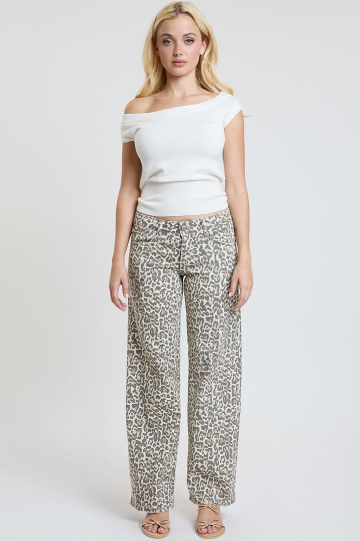 Women's Britney Leopard Wide Leg Jeans