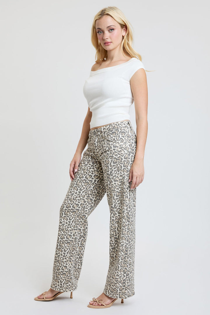 Women's Britney Leopard Wide Leg Jeans