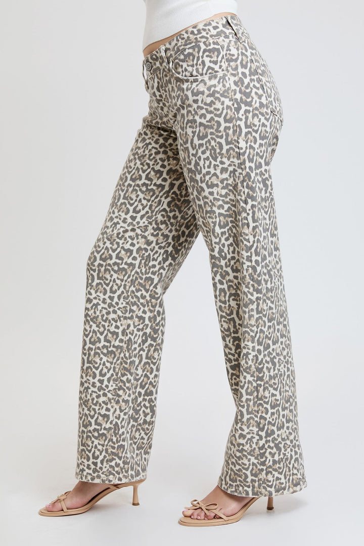 Women's Britney Leopard Wide Leg Jeans