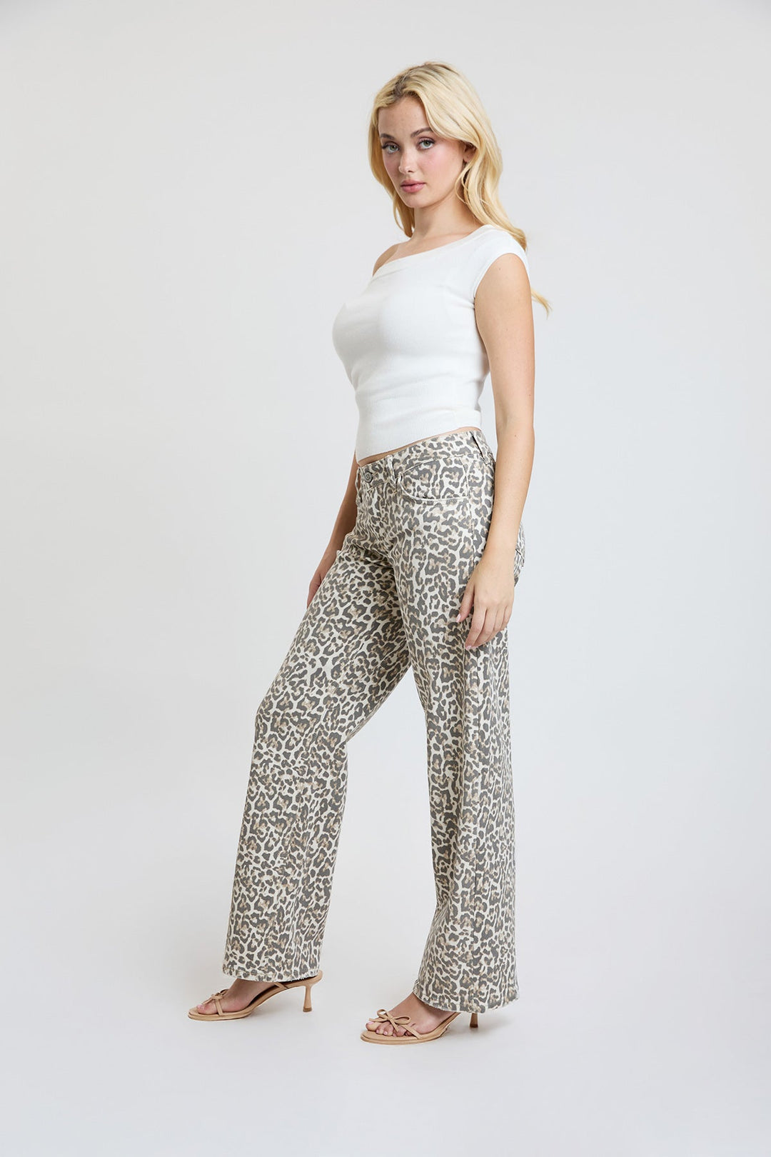 Women's Britney Leopard Wide Leg Jeans