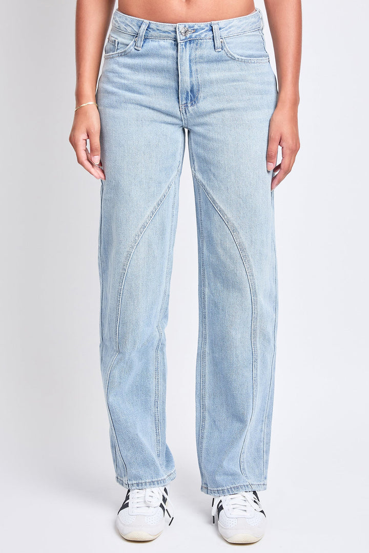 Women's Mid Rise Relaxed Rigid Straight  Jeans