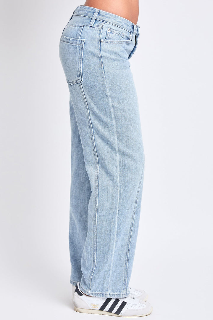 Women's Mid Rise Relaxed Rigid Straight  Jeans