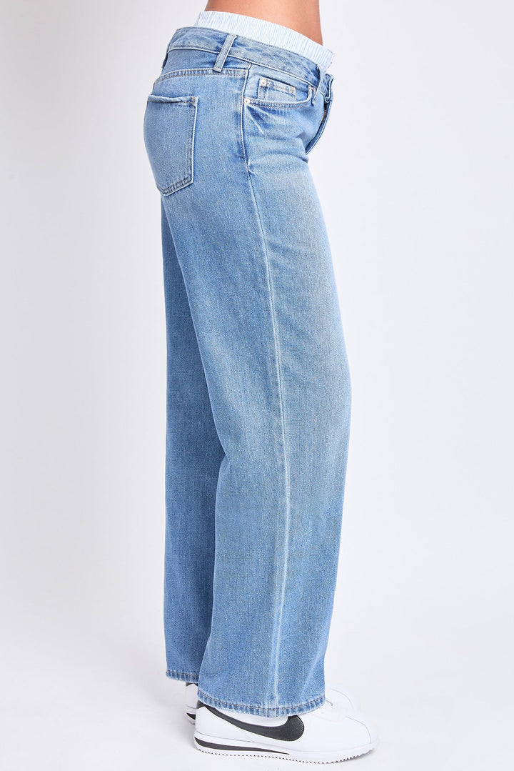 Women's Mid Rise Relax Fit Wide Leg Boxer Jeans