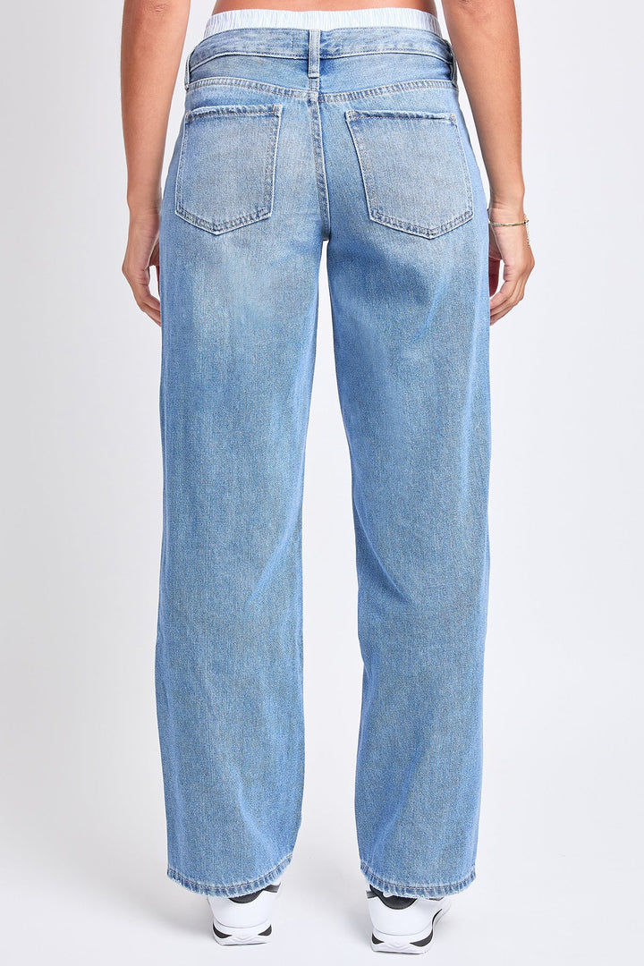 Women's Mid Rise Relax Fit Wide Leg Boxer Jeans