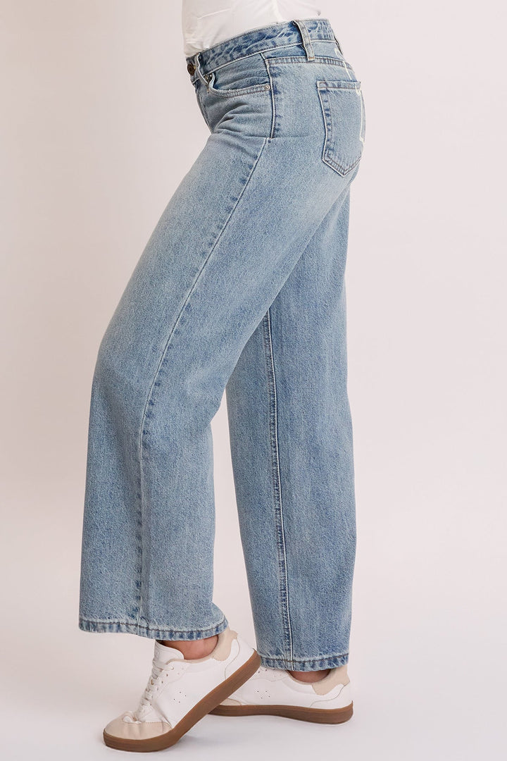 Women's Britney Wide Leg Jeans with Bow Print