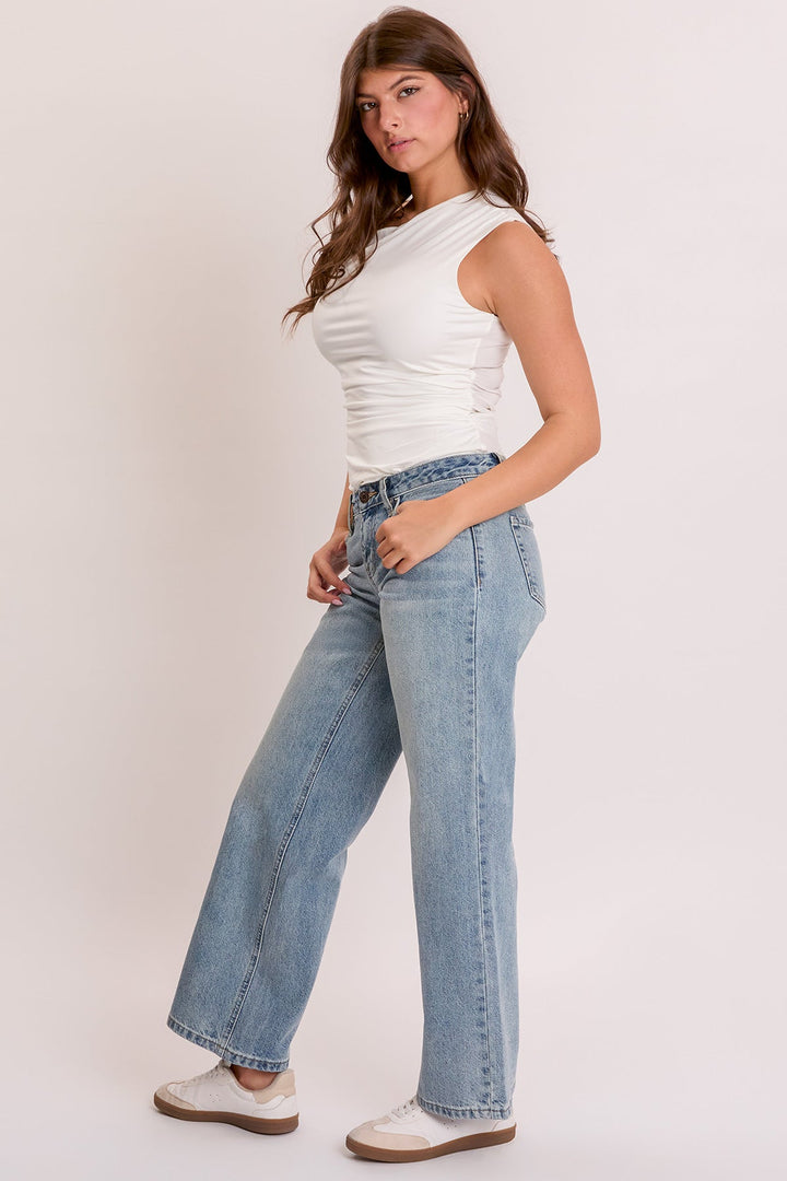 Women's Britney Wide Leg Jeans with Bow Print
