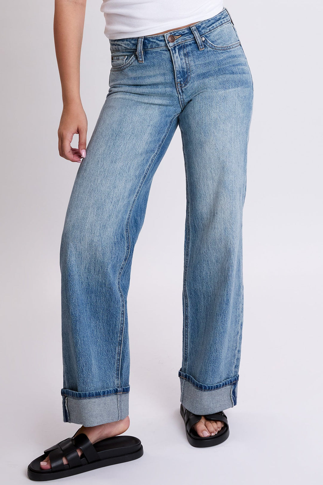 Women's Luxe Britney Low Rise Wide Leg Cuff Jeans