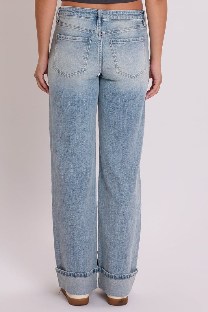 Women's Luxe Britney Low Rise Wide Leg Cuff Jeans