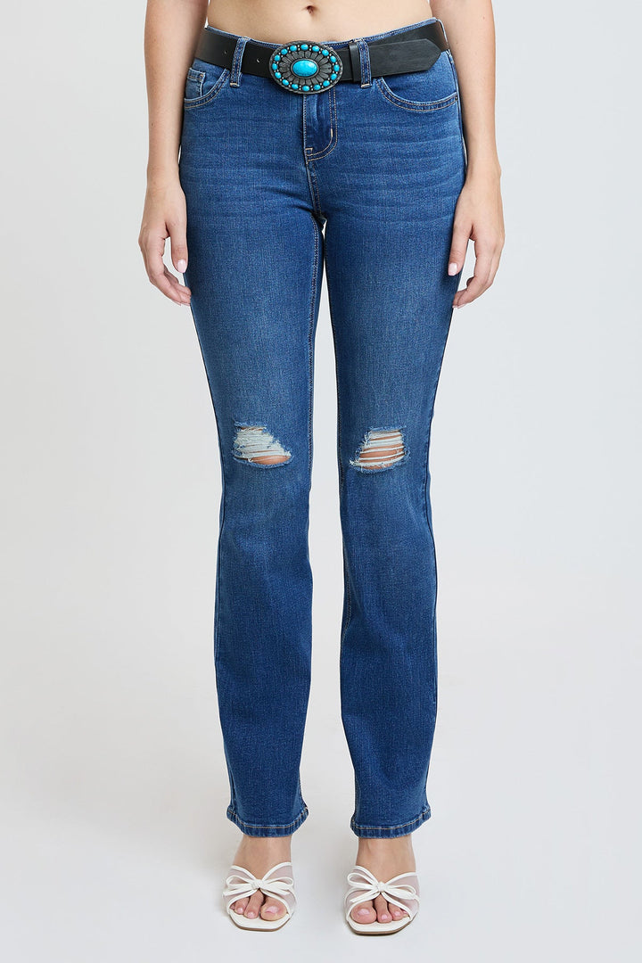 Women's Mid Rise Belted Bootcut Jeans