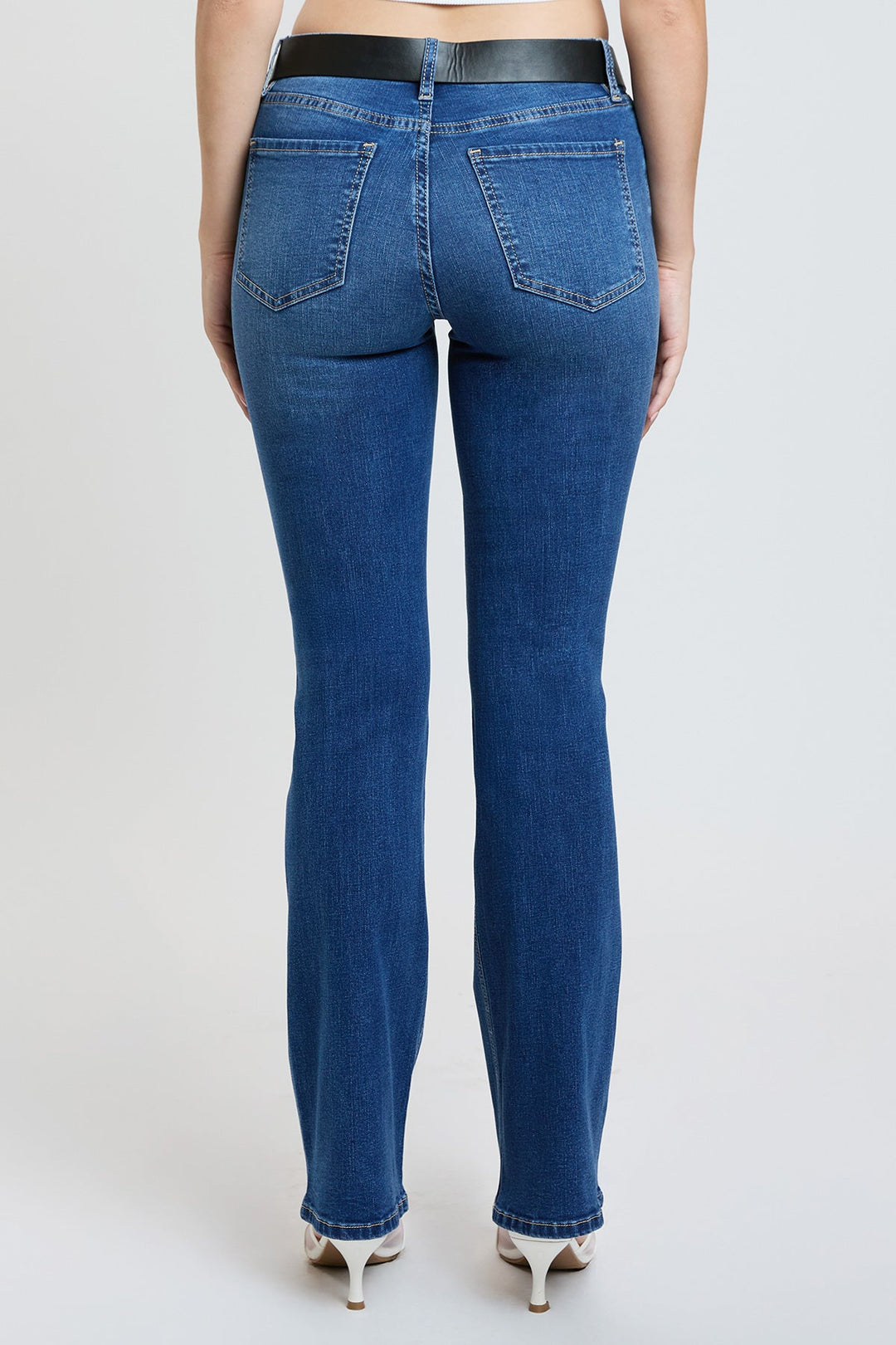 Women's Mid Rise Belted Bootcut Jeans