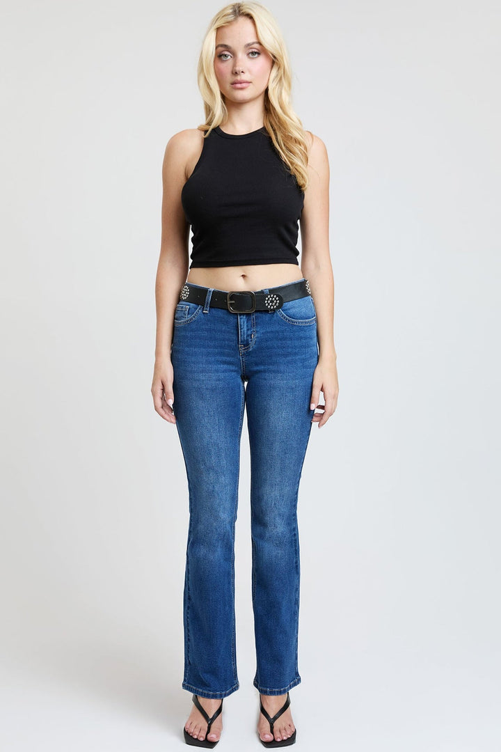 Women's Mid Rise Belted Bootcut Jeans