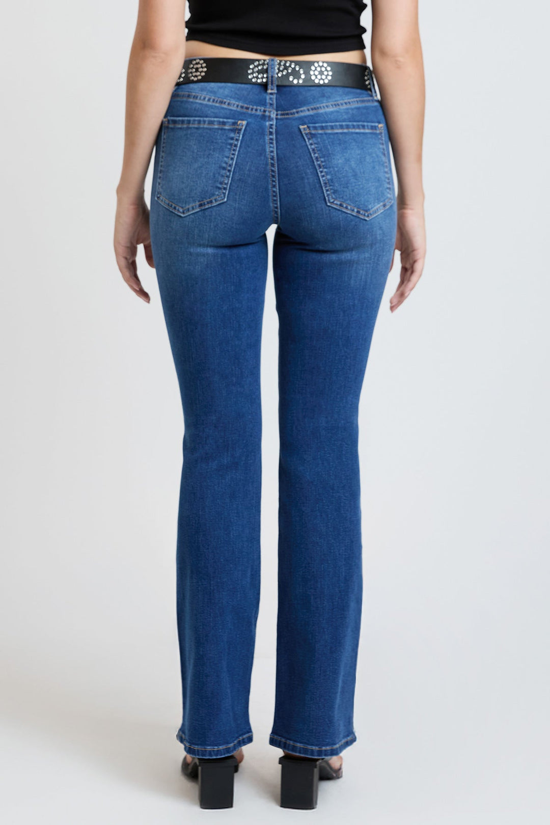 Women's Mid Rise Belted Bootcut Jeans