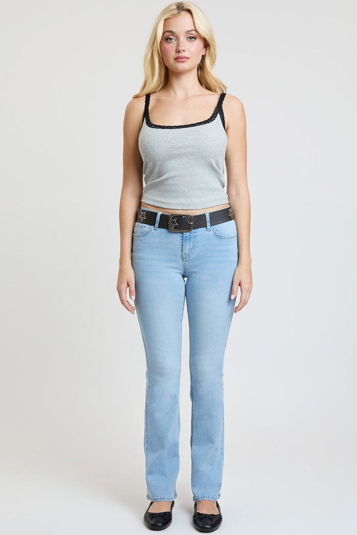 Women's Mid Rise Belted Bootcut Jeans