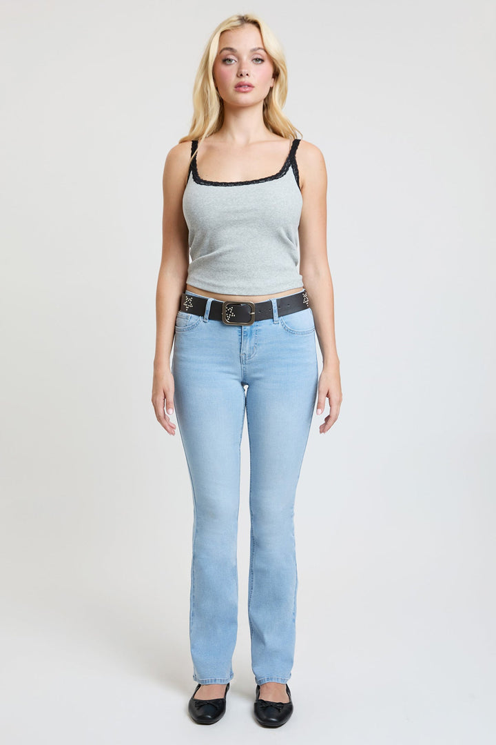 Women's Mid Rise Belted Bootcut Jeans