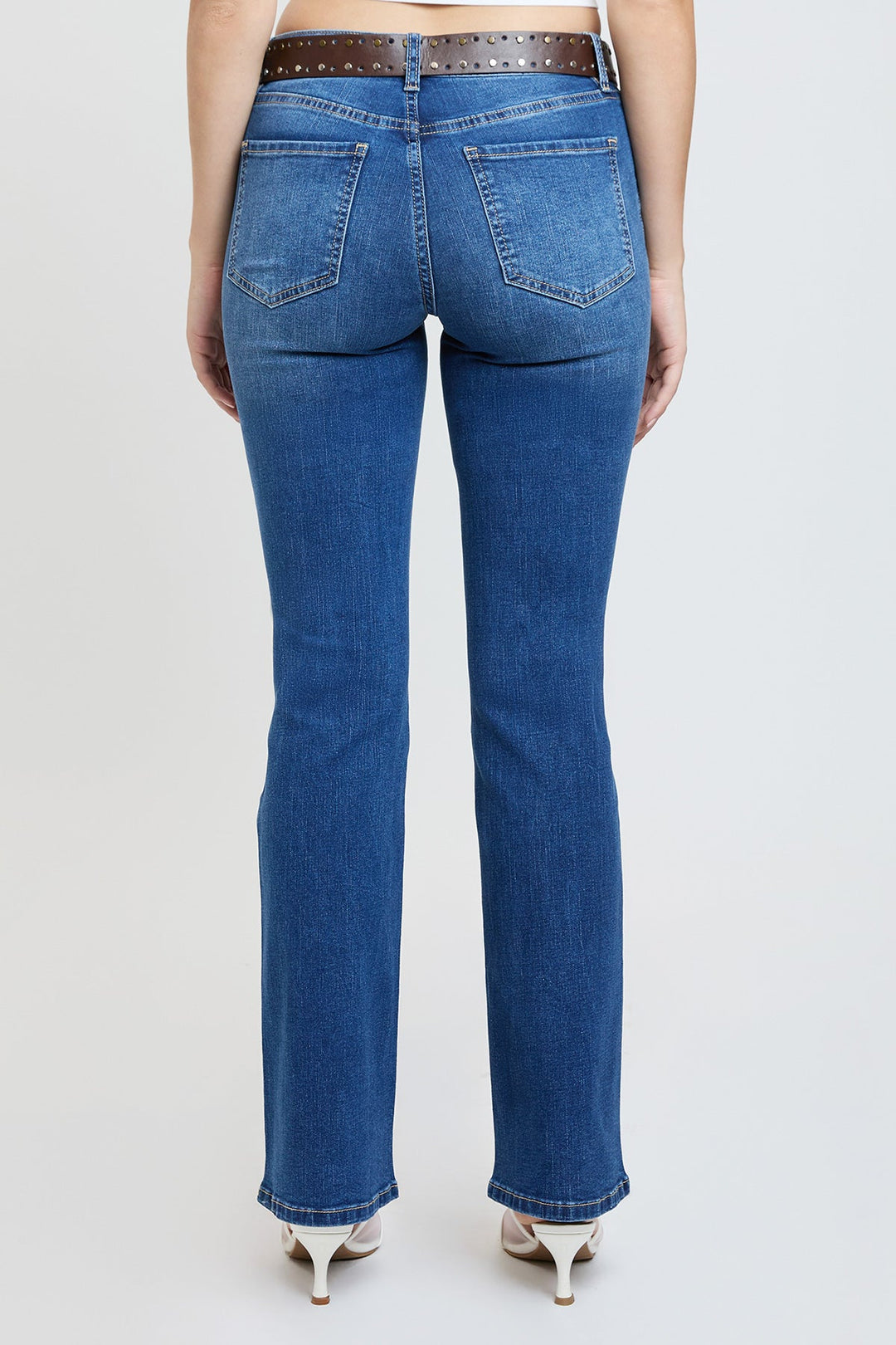 Women's Mid Rise Belted Bootcut Jeans