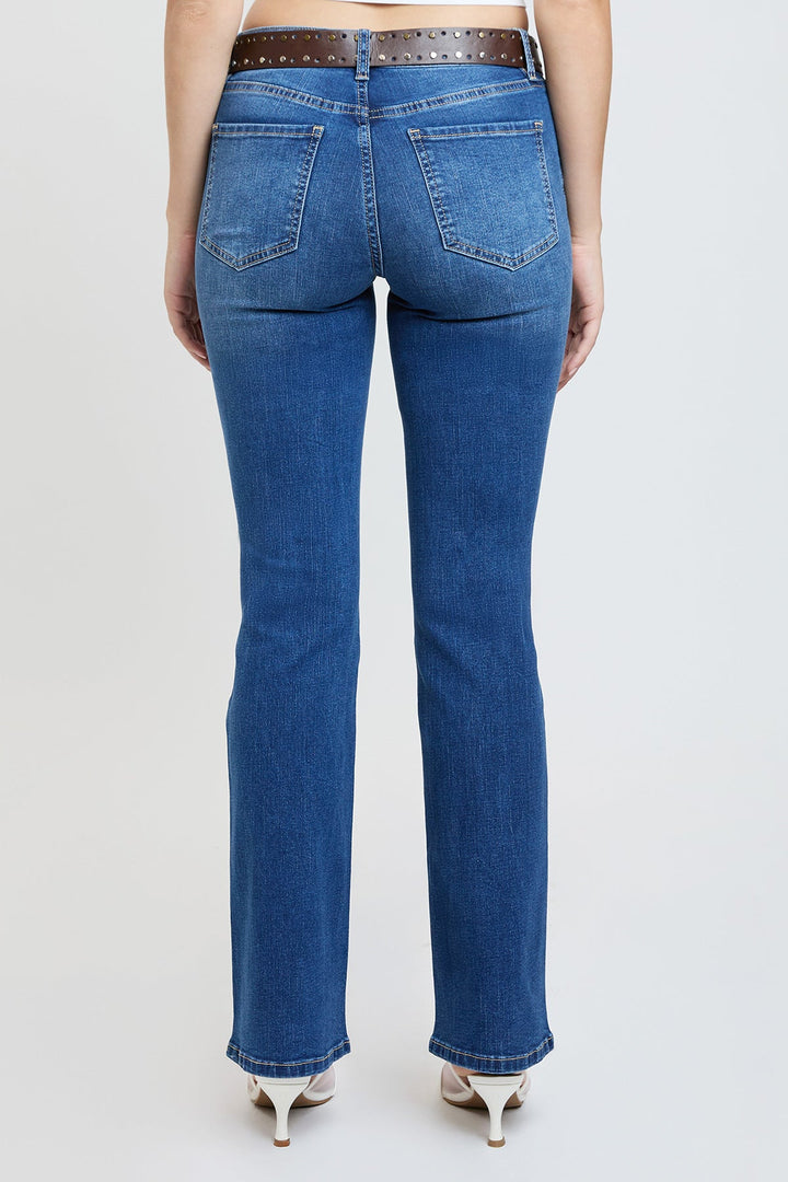 Women's Mid Rise Belted Bootcut Jeans