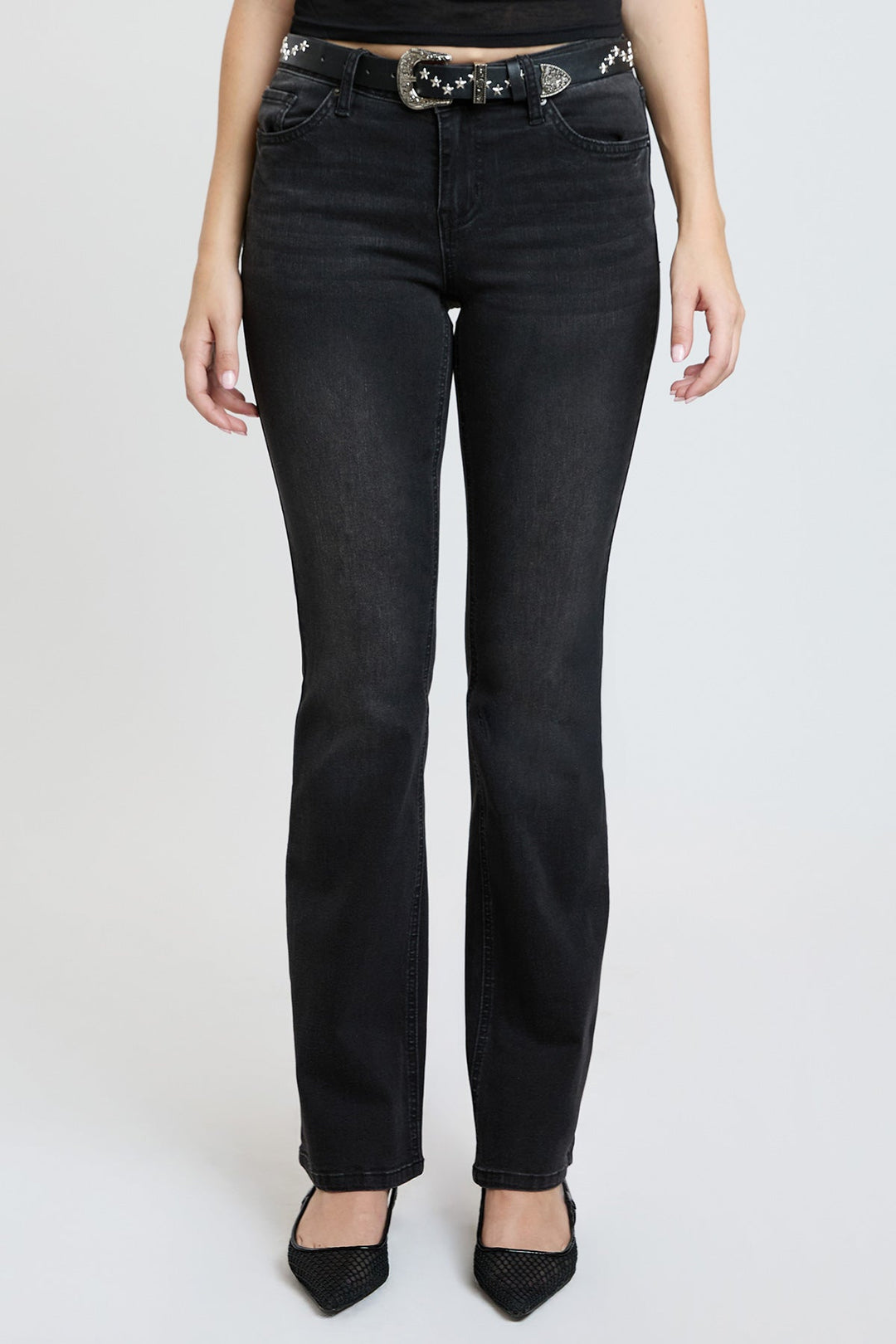 Women's Mid Rise Belted Bootcut Jeans