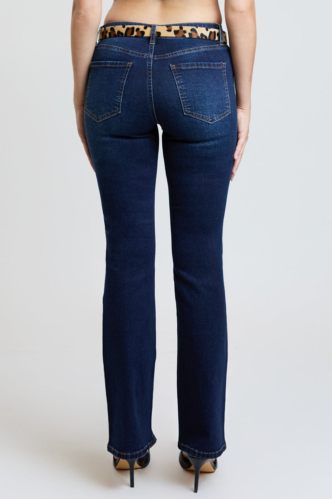 Women's Mid Rise Belted Bootcut Jeans